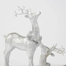 DN DECONATION Christmas Reindeer Figurines, Winter Deer Small Statues Decor, Silver Decorative Reindeer Sculptures, Resin Xmas Holiday Home Décor Accents for Office Living Room & Bedroom 2PCS by CozyNest Decor
