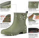 HISEA Women's Ankle Rain Boots Waterproof, Fashion Short Garden Shoes Anti-slip for Women with Comfortable Insole