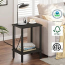 TUTOTAK End Table with Charging Station, Set of 2, Side Table with USB Ports and Outlets, Nightstand, 2-Tier Storage Shelf, Sofa Table for Small Space, Living Room, Bed Room TB01BK041 by CozyNest Decor