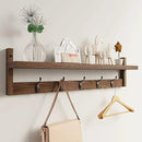 AMBIRD 28.9 Inch Length Shelf with Hooks Entryway Coat Rack Wall Mount Wood Coat Hooks with Shelf Wall-Mounted Coat Hook Rack with 5 Dual Hooks for Bathroom, Living Room, Bedroom (Brown) by CozyNest Decor