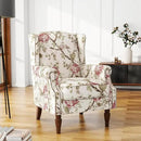 UIXE High Back Accent Chairs Set of 2, Fabric Upholstered Armchair for Living Room, Retro Printed Wingback Arm Chair Rivet Trimed Single Sofa Bedroom Reading Seat - Beige Floral by CozyNest Decor
