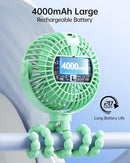 SWEETFULL Portable Stroller Fan with Display 4000mAh Battery Powered Mini Clip On Fan, 4-Speed Rechargeable Small Personal Cooling for Baby Car Seat Crib Travel - Green by TinyTreasures Baby Boutique