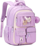Kids Backpack for Girls School Bags for Middle School Students Book Bag for Elementary Primary Kawaii Ita Backpack, Purple and Beige by TinyTreasures Baby Boutique