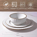 GBHOME Ceramic Dinnerware Sets,12 pcs Embossed Elegant Stoneware Plates and Bowls Sets, Housewarming Wedding Gift | Dishwasher & Microwave Safe | Dishes Set Service for 4 by CozyNest Decor