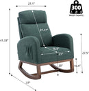 Dolonm Nursery Rocking Chair for Living Room, Upholstered Mid-Century Modern Nursery Rocking Armchair Tall Back Accent Glider Rocker, Emerald by TinyTreasures Baby Boutique