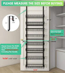Over The Door Pantry Organizer, Wall Mount Spice Rack, Pantry Hanging Storage and Organization, 8 Adjustable Baskets Heavy-Duty Metal for Home & Kitchen, Back of Door Seasoning Rack - Black by CozyNest Decor