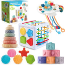 SpringFlower 5 in 1 Baby Toys 6 to 12 Months, Montessori Toys, Soft Baby Teething Toys, Sensory Bin Toy, Stacking Building Blocks & Rings Infants,Sorting Sensory Learning Gift for Toddlers Aged 1-3 by TinyTreasures Baby Boutique