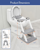 Forbena Toddler Potty Training Seat with Step Stool Ladder, Toilet Potty Seat for Baby Boys Girls Toddlers, Kids Chair Stairs with Handles and Soft Cushion (White and Grey) by TinyTreasures Baby Boutique