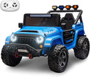 24V 2 Seater Ride On Truck with Remote Control 4WD Electric Car for Kids Ride On Car Battery Powered Ride On Toy Car with Music Player, LED Lights, Bluetooth, Rear Shock Absorber, Blue by TinyTreasures Baby Boutique