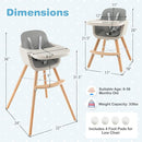 HONEY JOY High Chair, 3-in-1 Eat & Grow Wooden Highchair/Toddler Chair with Removable Tray, 5-Point Harness, PU Cushion and Footrest for Baby, High Chair for Babies and Toddlers(Gray) by TinyTreasures Baby Boutique