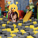 Foam Pit Cubes, 24 PCS 5 Inches Gymnastics Foam Blocks Trampoline Blocks, Multi-Sport Protective Padding for Gymnastics, Trampoline, Parkour, Skate Parks & BMX - Dark Grey & Yellow by TinyTreasures Baby Boutique