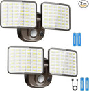 Rechargeable Battery-Powered Motion Light (1-3 Months Endurance), 2500LM Standard & 4000LM High-Brightness Dual Modes, USB Charging Outdoor LED Flood Light for Garage,Yard,Patio,Garden (Brown) 2 Packs by GreenHaven Gardens