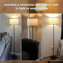 Ambimall Modern Standing Floor Lamp for Living Room & Bedroom with 3 Color Temperatures Bulb & Pull Chain Switch, 60" Tall with Beige Shade & Black Pole by CozyNest Decor