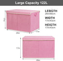 popoly 122L Large Toy Box Chest with Lid, Foldable Toy Storage Organizer Bin Boxes with Removable Divider for Kids, Boys, Girls, Nursery, Playroom, 26"x17" x17"(Linen Pink) by TinyTreasures Baby Boutique