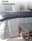 YnM Chunky Throw Blanket, Medium-Weight, Hand Knitted with Chenille Yarn, Skin Friendly, Ventilated and Breathable, Machine Washable, Home Décor Piece for Couch, Sofa and Bed (Lava Grey, 40x50 Inch) by CozyNest Decor