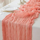 Sioloc 1 Pack Peach Coral Cheesecloth Table Runner Fall Autumn Decor for Home 10ft Table Cloth for Tea Wedding Birthday Party Baby Bridal Shower Halloween Thanksgiving by CozyNest Decor