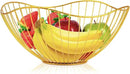 Metal Wire Fruit Basket, Gold Fruit Bowl for Kitchen Counter, Fruit Holder Stand Storage Baskets for Countertop, Home Decor, Table Centerpieces, Vegetable Bowls for Fruits, Veggies, Snacks (Gold) by CozyNest Decor