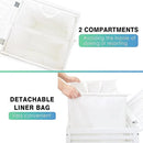 SMIBUY Double Laundry Hamper with Lid, 120L Bamboo Laundry Basket with Removable Liner Bag, 2-Section Clothes Divider Laundry Sorter for Laundry Room, Bathroom, Bedroom (White) by CozyNest Decor
