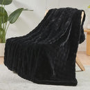 NEWCOSPLAY Faux Fur Throw Blanket Black Bubble Blanket Thick Warm Soft for Couch Sofa Bed 550GSM (Black, Throw(50"x60")) by CozyNest Decor
