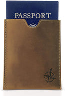 WANDERINGS Leather Passport Holder - Ideal for Travel - Handmade Genuine Leather Wallet with Passport Pocket and Card Slots - RFID Blocking for Security Against Data Theft by TinyTreasures Baby Boutique