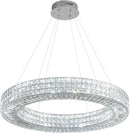 Dia 32" Ring Crystal Chandelier Modern Silver Ring Chandelier Adjustable Height Luxury Crystal Pendant Ceiling Light Fixture for Dining Living Room Bedroom by CozyNest Decor