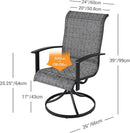 Grand patio Outdoor Swivel Dining Chairs Set of 2, 360 Degree Mesh Sling Rocker Sets for Deck, Garden Backyard, Black & Grey Plaid by GreenHaven Gardens