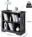 Farmhouse 5 Cube Bookshelf, Black Storage Organizer Bookcase, Kids Toy Storage Cabinet, Small Bookshelves Storage Organizer Shelf, Wood Display Cabinet Book Shelves for Bedroom,Living Room,Office by CozyNest Decor