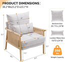 VINGLI Boho Braid Accent Armchair,Mid-Century Modern Chiar with Solid Wooden Armrest,Comfy Louge Cushion Chair with Waist Pillow for Bedroom,Living Room,Reading Room, Light Gray by CozyNest Decor