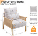 VINGLI Boho Braid Accent Armchairs Set of 2,Mid-Century Modern Chiars with Solid Wooden Armrest,Comfy Louge Cushion Chairs with Waist Pillow for Bedroom,Living Room,Reading Room, Light Grey by CozyNest Decor