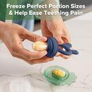 Haakaa Baby Fruit Food Feeder & Mini Freezer Nibble Tray Combo, Breastmilk Popsicle Molds for Baby Cooling Relief, BPA Free Silicone Feeder for Safe Infant Self Feeding, 4 Month+ (Steel Blue) by TinyTreasures Baby Boutique