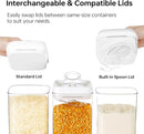 Felli Flip Tite Food Storage Container 5" LARGE 5pk Set + No Residue Label, Airtight Lid Easy Lock Top Stackable, Plastic Canister Jar for Pantry Kitchen Fridge Organizer Pasta Protein Powder Spice by TinyTreasures Baby Boutique