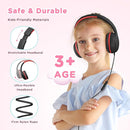 Kids Headphones Wired with Microphone, Over Ear 85/94dB Volume Limited Headphones with Share Port, Stereo Sound Foldable Headset for Teens/Boys/Girls-Black Red by TinyTreasures Baby Boutique
