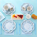175 Pcs Blue Gingham Plates and Napkins Party Supplies - Blue and White Checkered Plates Sets Serve 25 Guests - Scalloped Gingham Paper Plate for Birthday Dinner Wedding Baby Shower Party Decorations by CozyNest Decor