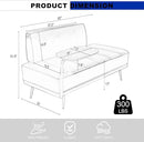 Sofa,Bed Bench,Small Spaces Furniture,Polyurethane Leather,Wood Frame,High Density Sponge Infillings,360-Degree Swivel Tray,Black Metal Leg (Blue) by CozyNest Decor