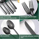 Hand Forged Stainless Steel Flatware Set Silverware Set Cutlery Set Hexagon Handle Black Mirror Finished 20 Pieces Service for 4 by CozyNest Decor