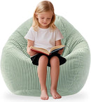 LPMOERA Bean Bag Chairs for Kids/Teen with Memory Foam Filling Bean Bag Sofa with Soft Corduroy Fabric BeanBag Chair for Living Room Bedroom College Dorm Reading Chair Greyish-Green by TinyTreasures Baby Boutique