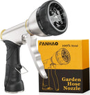 FANHAO Garden Hose Nozzle, 100% Heavy Duty Metal Water Hose Nozzle Sprayer with 7 Spray Patterns, High Pressure Hand Sprayer with Ergonomic Handle for Watering Plants & Lawns, Washing Cars & Pets by GreenHaven Gardens