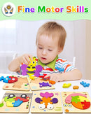 Yetonamr Wooden Toddler Puzzles Gifts Toys for 1 2 3 Years Old Boys Girls, 12 Vehicle Shape Montessori Toy Educational Blocks Kids Toys Gift Baby Learning Toy Age 1-3, 2-4 by TinyTreasures Baby Boutique