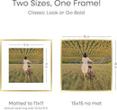 Homeforia 15x15 Picture Frame Gold, High End Metal 15 x 15 Square Poster Frame with Mat 11 x 11 Photo, 15x15 Frame Matted to 11x11 Print, 15by15 Gold Hanging Frames, Tempered Glass, Wall Kit, Set of 1 by CozyNest Decor