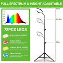 LORDEM Grow Light for Indoor Plants, Full Spectrum Plant Light with Auto Timer for 4/8/12H, 72 LEDs Growth Lamp with 4 Dimmable Levels, Height Adjustable Stand, Ideal for Tall Plants Growing by GreenHaven Gardens