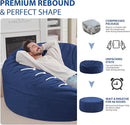 6FT Bean Bag Chair, Large Bean Bag Chairs with Memory Foam Filled, Fluffy Beanbag Sofa with Dutch Velvet Cover, Round BeanBag Chairs for Living Room, Playroom - Blue by TinyTreasures Baby Boutique
