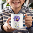 Pansy Design Ceramic Cup, Personalized Name Flower Themed Mug, Custom Coffee Cup For Pansy Flower Lover, Customized Floral Accent Mug 11oz 15oz, Pansy Cup Gift For Daughter by CozyNest Decor