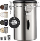 Veken Coffee Canister, 39OZ Large, Airtight Stainless Steel Food Storage Container for 2.2lbs Coffee Beans, Ground, Sugar, Tea, Flour, Rice, Cereal, Cookies Jars, Bar Accessories & Gifts, Silver by CozyNest Decor