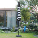 Sunnyglade 9' Solar 24 LED Lighted Umbrella with 8 Ribs Adjustment and Crank Lift System for Patio - Black and White by GreenHaven Gardens