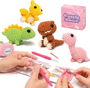 Mewaii Crochet Kit for Beginners – 5 Easy Dinosaur Crochet Kits with Step-by-Step Video Tutorials, Pre-Started Yarn, 40% Extra Yarn, Beginner Crochet Kit for Adults & Kids by TinyTreasures Baby Boutique