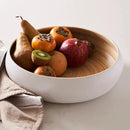 Fruit Bowl For Kitchen Counter, Decorative Bowl, Large Serving Bowl Or Fruit Basket For Kitchen Spun Bamboo (White) by CozyNest Decor