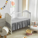 Tufted Ruffle Crib Bedding Set 3 Pieces Baby Boho Quilted Comforter with Fitted Sheet and Bed Skirt - Cute Ruffled Shabby Chic Baby Bedding Soft Blanket Design Gray by TinyTreasures Baby Boutique