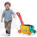 Interactive Learning Push Walker Toy for Toddlers, Musical Activity Wagon with Handle, Educational Rolling Cart with Blocks by TinyTreasures Baby Boutique