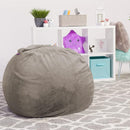 Posh Creations Bean Bag Chair for Kids, Teens, and Adults Includes Removable and Machine Washable Cover, Soft Faux Rabbit Fur - Gray, 38in - Large by TinyTreasures Baby Boutique