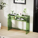 Acrylic Console Table, Entryway Table with Storage Shelves (Green) by CozyNest Decor